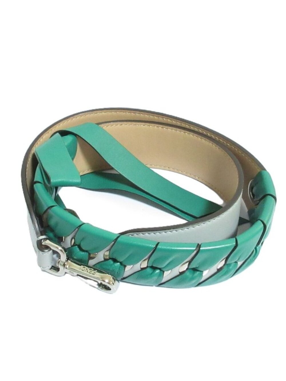 Fendi Strap You Ribbon Motif Shoulder Green Gray